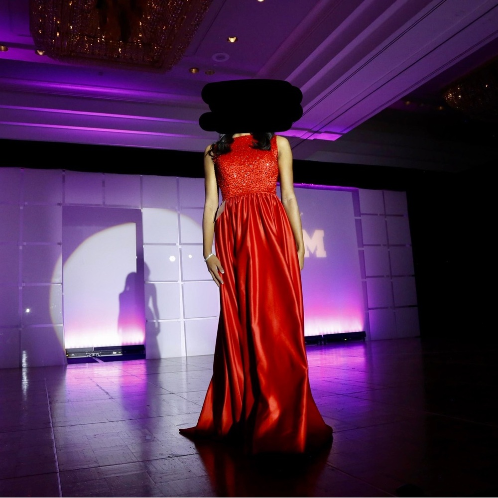 custom red ballgown